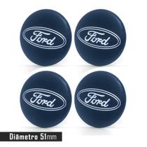 Jogo 4 Emblema Roda Ford Marinho 51mm.