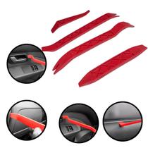Jogo 4 Espátulas Automotivas Retirar Aparelho Moldura Forro Porta Reforçado Vermelho