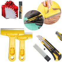 Jogo 4 Estilete De Metal Profissional 10 Lâminas Extras