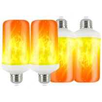 Jogo 4 Lâmpadas LED Bulbo Efeito Chama Fogo Tocha 9W Artificial Com Movimento Dinâmico TB0566