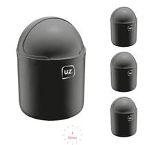 Jogo 4 Lixeiras com Tampa p Pia Cozinha Banheiro Preto 4L Jogo 4 Lixeiras com Tampa p Pia Cozinha Banheiro Preto 4L