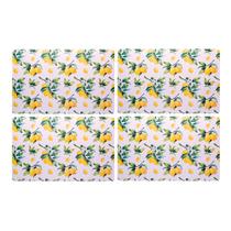 Jogo 4 Lugar Americano Retangular Mesa Limão Siciliano Plástico 43x28cm Lyor
