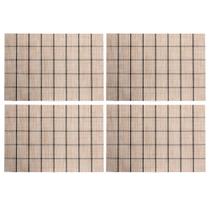 Jogo 4 Lugar Americano Retangular Mesa PVC Grid Branco Preto 45x30cm Lyor