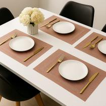 Jogo 4 Lugar Americano Retangular Mesa PVC Rose Executivo 30x45cm Em Casa Tem