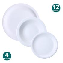 Jogo 4 Lugares Pratos Rasos Fundos Sobremesa Iguaçu Porcelana Germer 12 Peças Jogo 4 Lugares Pratos Rasos Fundos Sobremesa Iguaçu Porcelana Germer 12 Peças
