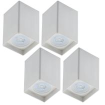 Jogo 4 Luminárias Brancas de Sobrepor Quadrada Termoplástico Lâmpada Par20 Spots Dital Jogo 4 Luminárias Brancas de Sobrepor Quadrada Termoplástico Lâmpada Par20 Spots Dital