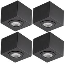 Jogo 4 Luminárias de Teto 17cm Preto Plafon E27 Par30 Box Dital Jogo 4 Luminárias de Teto 17cm Preto Plafon E27 Par30 Box Dital