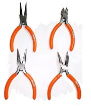 Jogo 4 Mini Alicate Bijuteria Mola Bico Curvo Meia Cana