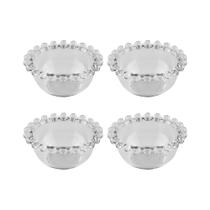 Jogo 4 mini bowls 9 cm para sobremesa de cristal transparente Pearl Wolff - 27896