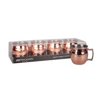 Jogo 4 Mini Canecas Inox Para Shot Moscow Mule 60ml Fracalanza