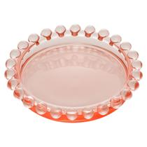Jogo 4 mini pratos 10 cm para sobremesa de cristal rosa Pearl Wolff - 28444