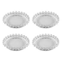 Jogo 4 mini pratos 10 cm para sobremesa de cristal transparente Pearl Wolff - 21153