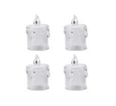 Jogo 4 Mini Velas Eletrônica Transparente Branco Quente 6cm