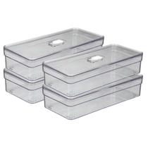 Jogo 4 Organizadores Retangular 3,6 LItros Com Tampa Resistente