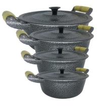 Jogo 4 Panelas Alumínio Batido Craqueada - 22 - 24- 28 - 30