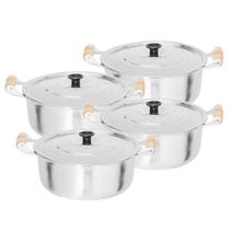 Jogo 4 Panelas Alumínio Batido Polido 22 - 24 - 26 -28cm Jogo 4 Panelas Alumínio Batido Polido 22 - 24 - 26 -28cm