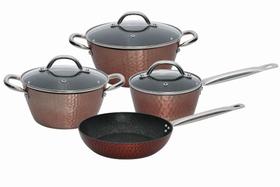 Jogo 4 Panelas Bronce Cook Alumínio Martelado Mimo
