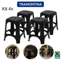 Jogo 4 PeÇas Banqueta Niteroi Preta Plastico Tramontina Jogo 4 PeÇas Banqueta Niteroi Preta Plastico Tramontina