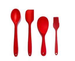 Jogo 4 Peças Colher Arroz, Espatula Pincel Em Silicone Livre Jogo 4 Peças Colher Arroz, Espatula Pincel Em Silicone Livre