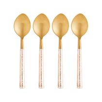 Jogo 4 peças de colher para mesa de aço inox Dourado/Rose Turim Wolff - 71675