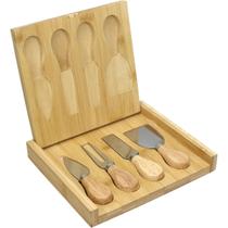 Jogo 4 peças para queijo home&co com maleta bambu bambu natural Jogo 4 peças para queijo home&co com maleta bambu bambu natural