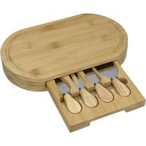 Jogo 4 Peças Queijo Com Tabua De Corte Gaveta Bambu Natural Jogo 4 Peças Queijo Com Tabua De Corte Gaveta Bambu Natural