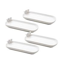 Jogo 4 petisqueiras 16 X 7 cm de porcelana branca Birds Wolff -26436