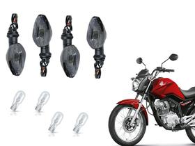 Jogo 4 Pisca Seta Sinaleira Mini + Lâmpada Cg Titan Fan 125 150 160 Start Lente Fume Escura