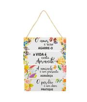Jogo 4 Placas Decorativas Madeira Cordão 37x29x0,5cm