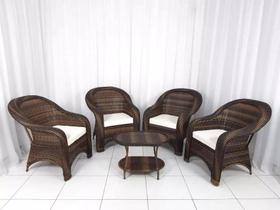 Jogo 4 Poltronas +1 centro, Fibra Sintética Área Externa Varanda Jogo 4 Poltronas +1 centro, Fibra Sintética Área Externa Varanda