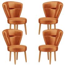 Jogo 4 Poltronas Estofadas para Maquiagem Sala de jantar cozinha Tecido Veludo Reforçada Pés Palito