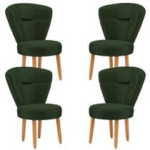 Jogo 4 Poltronas Estofadas para Maquiagem Sala de jantar cozinha Tecido Veludo Reforçada Pés Palito