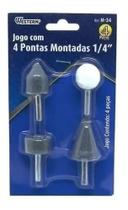 Jogo 4 Pontas Montadas 1/4 Acessórios Micro Retifica Western