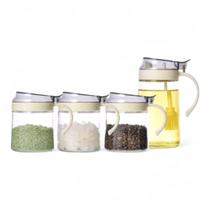 Jogo 4 porta condimento C/ Colher pote 350ml+Jarra 500ml