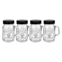 Jogo 4 Porta Condimento Temperos Mini Canecas De Vidro 100ml