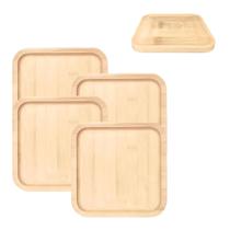 Jogo 4 Porta Copos em Bambu Natural Suporte Quadrado