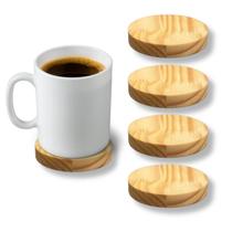 Jogo 4 Porta Copos Madeira Pinus 10Cm Descanso Mesa e Bar