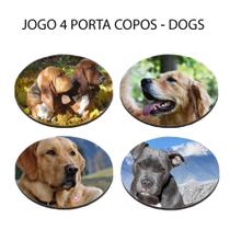 Jogo 4 Porta Copos Personalizado Dog Cachorro Linha Pet Redondo