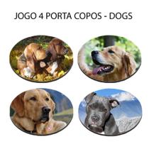 Jogo 4 Porta Copos Personalizado Dog Cachorro Linha Pet Redondo Jogo 4 Porta Copos Personalizado Dog Cachorro Linha Pet Redondo