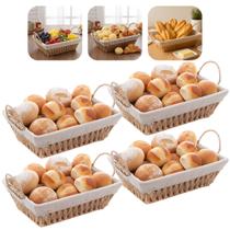 Jogo 4 Porta Pão Cesto Retangular Com Alça Forrado Multiuso Luxo Bege 30cm Cestas Jogo 4 Porta Pão Cesto Retangular Com Alça Forrado Multiuso Luxo Bege 30cm Cestas