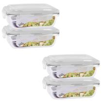 Jogo 4 Potes 640ml Hermético Anel Vedação