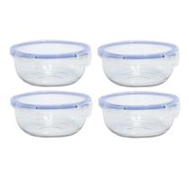 Jogo 4 Potes De Vidro Hermético 370ml Marmita Mantimentos Jogo 4 Potes De Vidro Hermético 370ml Marmita Mantimentos