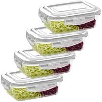 Jogo 4 Potes Herméticos Marmita de Vidro Retangular Jogo 4 Potes Herméticos Marmita de Vidro Retangular