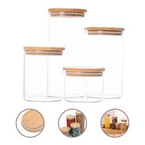 Jogo 4 Potes Herméticos Redondos Vidro Borossilicato Tampa