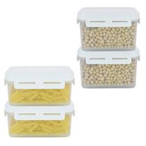 Jogo 4 Potes Organizadores Herméticos P/ Alimentos Cozinha Geladeira Micro-ondas Conservar Tampa Hermética Resistente