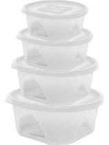 Jogo 4 Potes Redondos Marmita Para Freezer Microondas Cor Jogo 4 Potes Redondos Marmita Para Freezer Microondas Cor