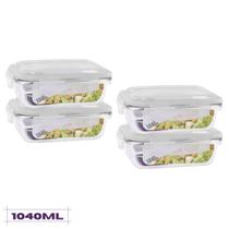 Jogo 4 Potes Vidro Hermetico Grande Mantimentos 1040 ml
