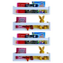 Jogo 4 Prateleiras Porta Livro Parede Infantil Nicho Quarto
