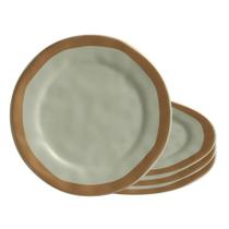 Jogo 4 Prato De Sobremesa Cerâmica Verde Com Filete Amassada 20cm Scalla Jogo 4 Prato De Sobremesa Cerâmica Verde Com Filete Amassada 20cm Scalla