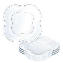 Jogo 4 Prato de Sobremesa de Vidro Butterfly Borboleta Transparente Wolff 17cm